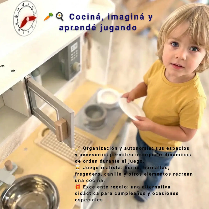 Cocinita Infantil de Madera con Horno y Accesorios | Juego Didáctico para niños