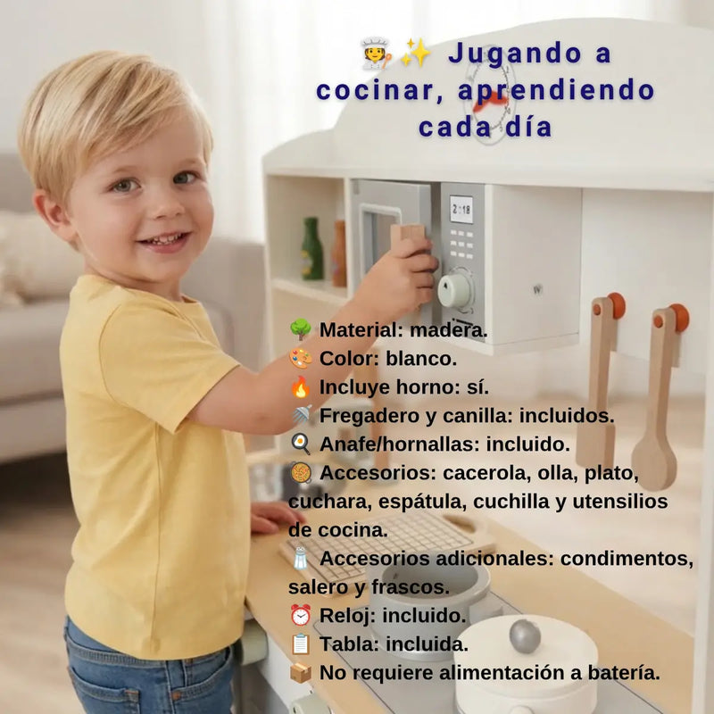 Cocinita Infantil de Madera con Horno y Accesorios | Juego Didáctico para niños
