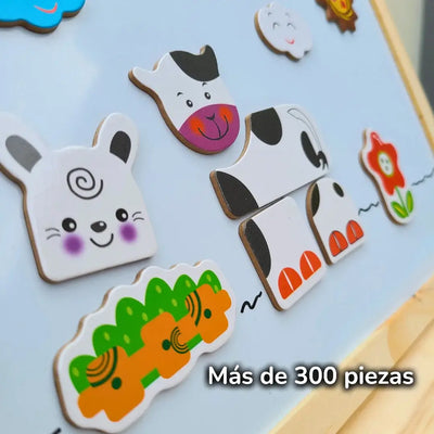 Pizarra 2 en 1: Imantada Con Piezas y Tizas