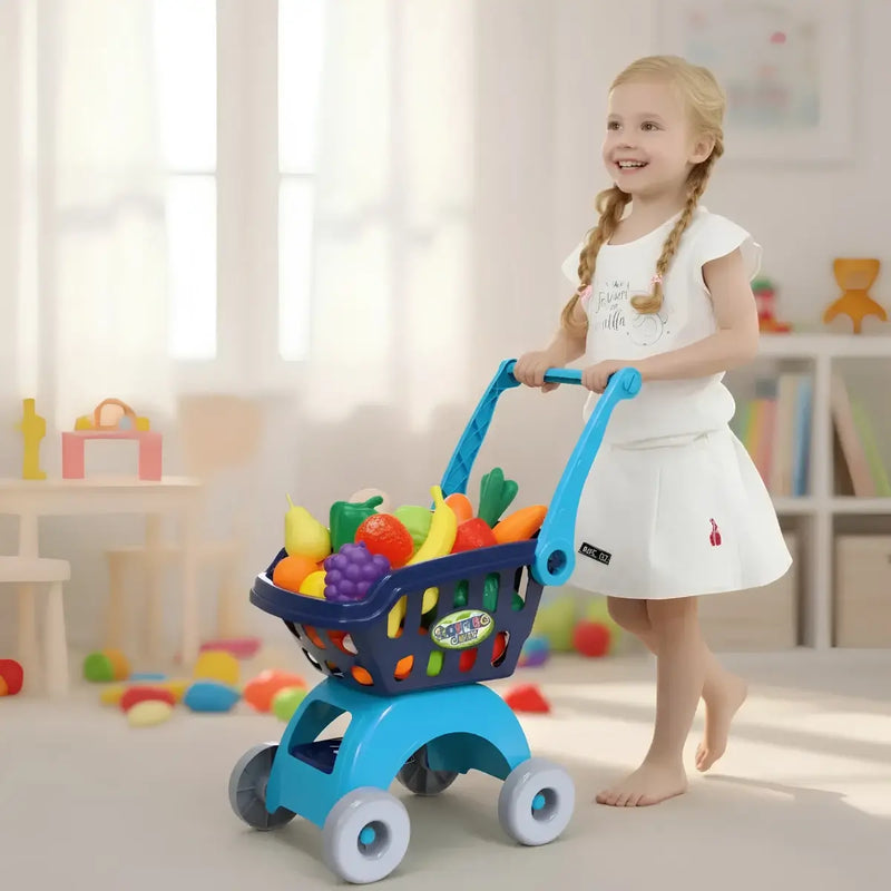 Carrito de Compras Infantil con Accesorios | Juguete de Imitación Educativo para Niños