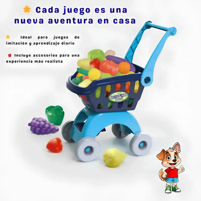 Carrito de Compras Infantil con Accesorios | Juguete de Imitación Educativo para Niños