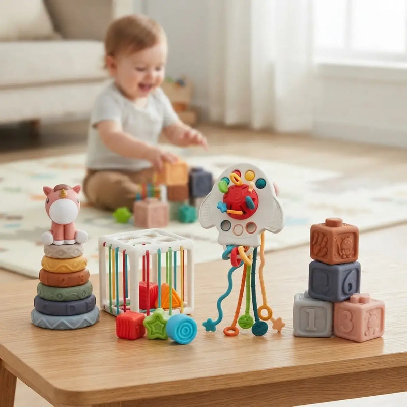Pack 4 en 1 Juguetes Montessori | Kit Didáctico Infantil de Coordinación y Aprendizaje