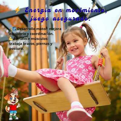 Hamaca Madera Niños Columpio Interior Exterior Ajustable