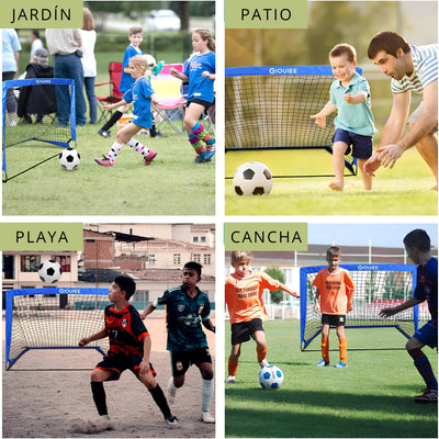 Set de 2 Arcos de Fútbol Infantil Plegable 115x85 cm | Portátil para Entrenamiento