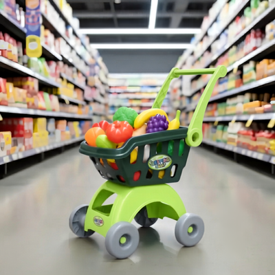 Carrito de Compras Infantil con Accesorios | Juguete de Imitación Educativo para Niños