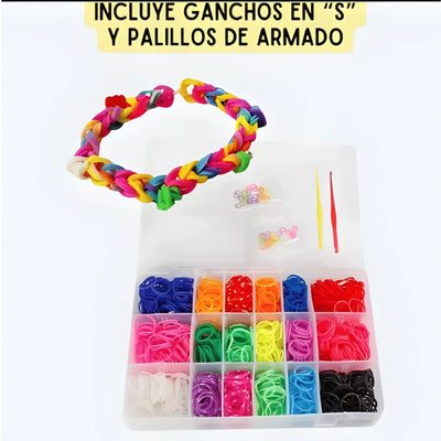 Set de 1500 Gomitas Para Armar Pulseras De Colores