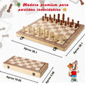 Ajedrez de Madera Portátil con Tablero Plegable | Juego Clásico Educativo Completo - imagen 6