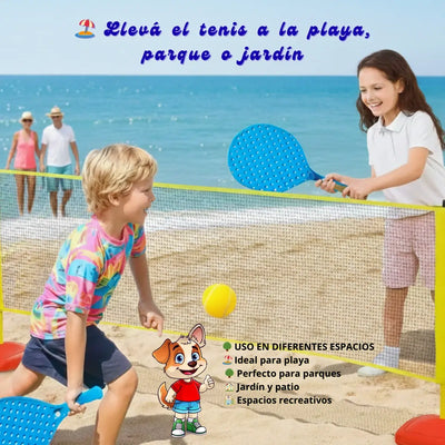 Set Red Tenis Portátil Paletas Pelotas Juego Exterior para Niños