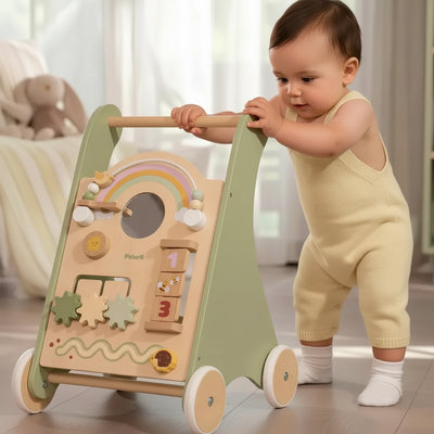Caminador de Madera para Bebé con Actividades | Andador Didáctico 12-18 Meses Arcoíris