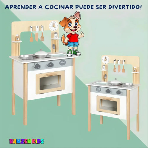 Cocinita de Madera para Niños con Accesorios | Juego de Cocina Didáctico Infantil