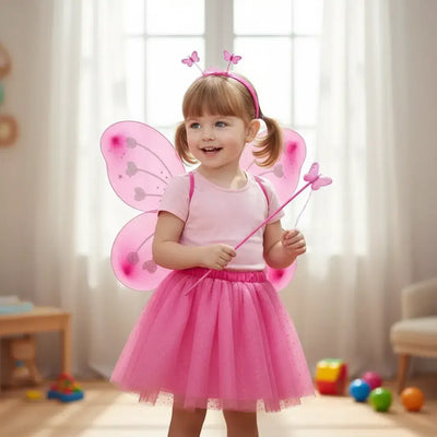 Disfraz de Mariposa para Niña con Alas, Tutú, Varita y Vincha | Set Fantasía Completo