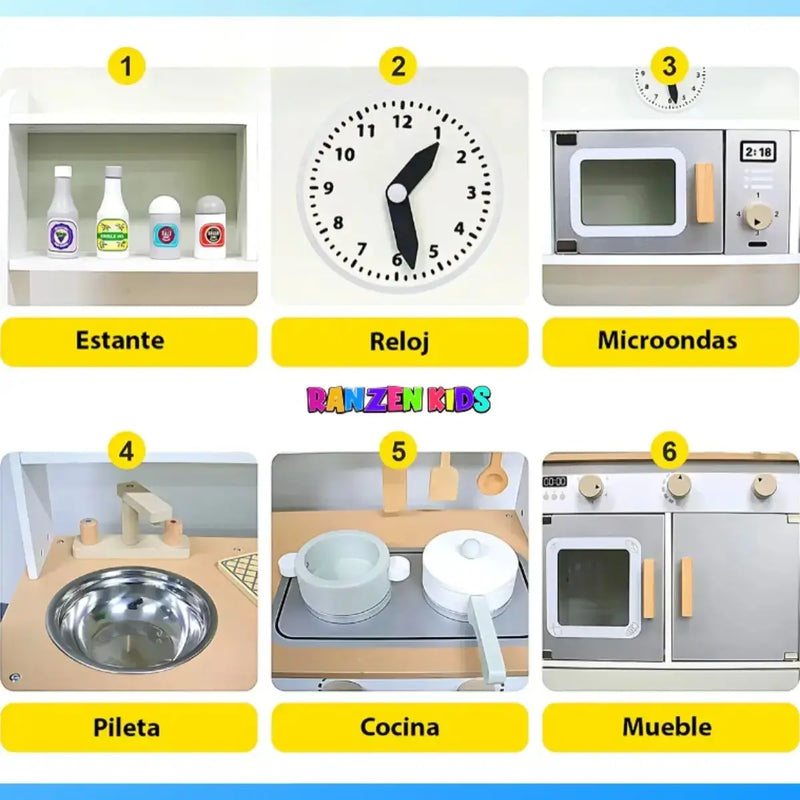 Cocinita Infantil de Madera con Horno y Accesorios | Juego Didáctico para niños