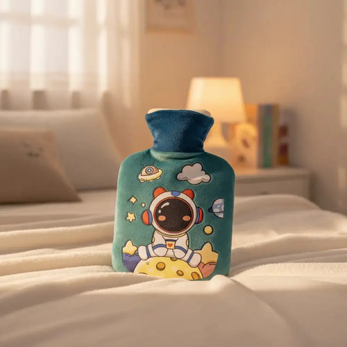 Bolsa de Agua Caliente para niños 500ml | Diseño Astronauta Suave y Seguro