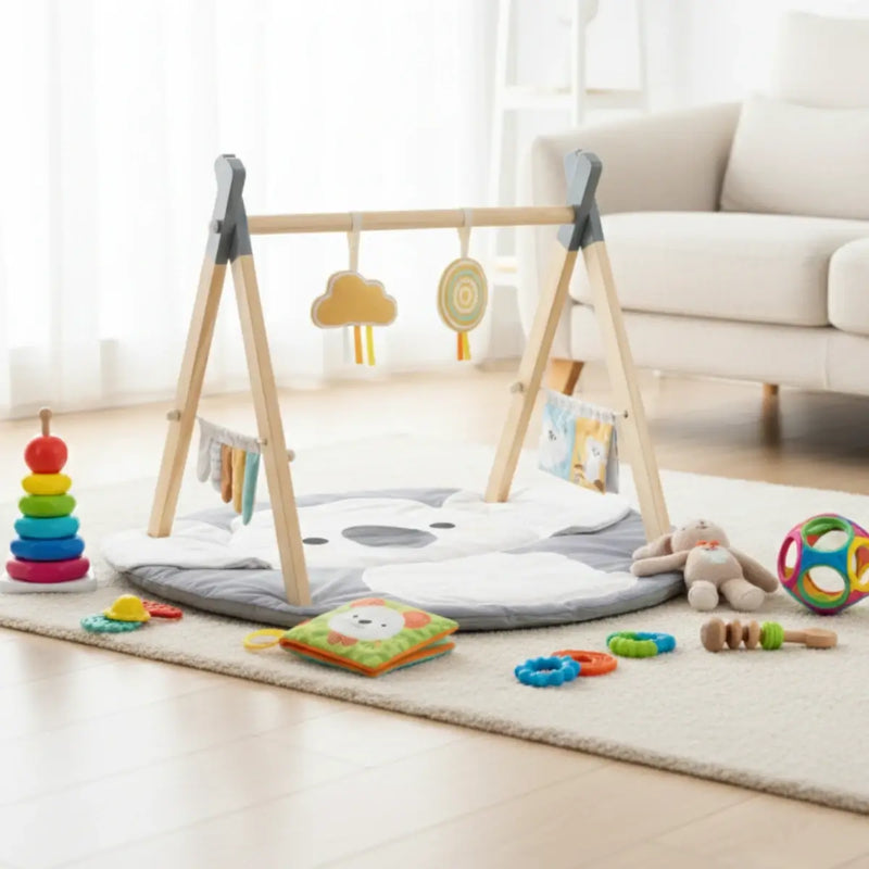 Gimnasio Nordico Infantil Madera Con Alfombra Actividades