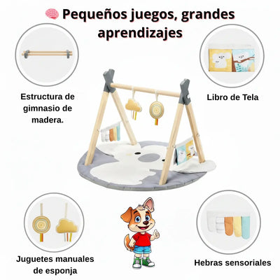 Gimnasio Nordico Infantil Madera Con Alfombra Actividades
