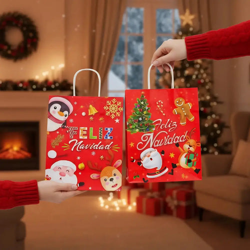 Bolsa De Papel 32x26cm Para Regalos Navideños