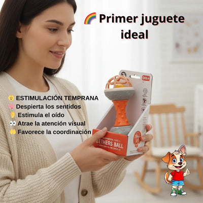 Sonajero Mordillo para Bebé Tipo Mancuerna | Juguete Sensorial Didáctico y Seguro