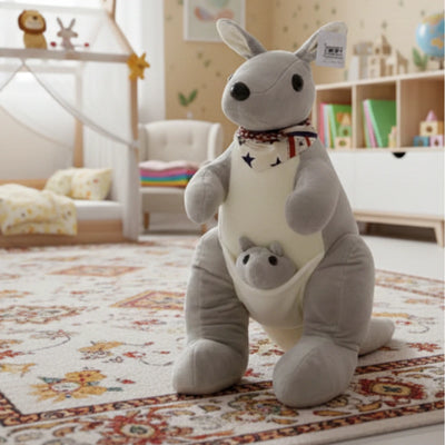 Peluche Canguro con Cría | Juguete Suave y Tierno para Niños
