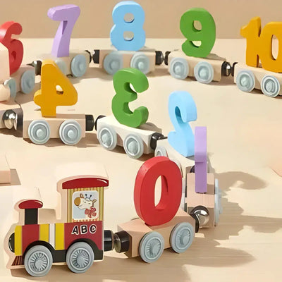 Tren Magnético de Madera con Números Imantados