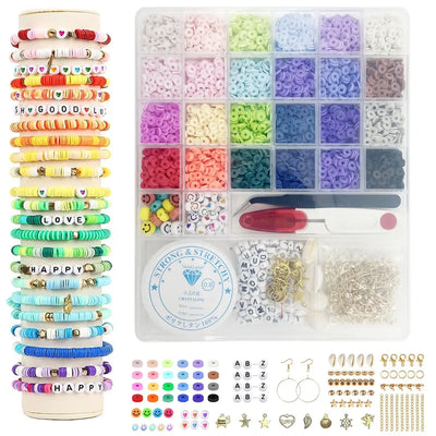 Kit de Cuentas de Arcilla Polimérica 24 Colores | Set para Pulseras y Collares DIY Infantil