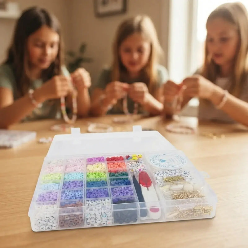 Kit de Cuentas de Arcilla Polimérica 24 Colores | Set para Pulseras y Collares DIY Infantil