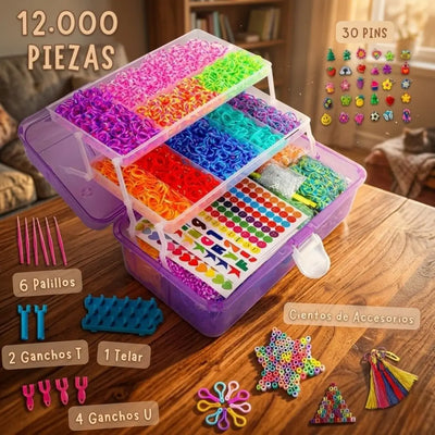 Set de 12.000 Piezas Gomitas para Pulseras COLORIDAS