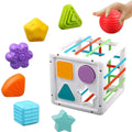 Cubo Sensorial Montessori con Bandas Elásticas | Juguete de Encastre para Bebés con Formas - imagen 4