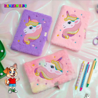 Libreta Unicornio Plush A5 para Niñas | Cuaderno Peluche Suave y Creativo