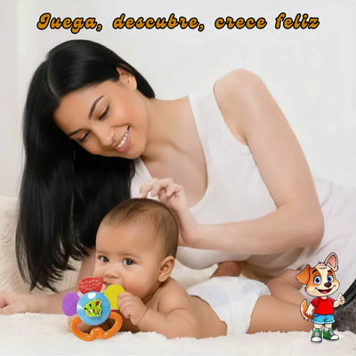 Mordillo Sonajero de Silicona para Bebé | Juguete Sensorial Suave y Seguro