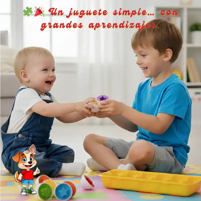 Huevera Didáctica Montessori | Juego de Encastre Formas y Colores para Bebé