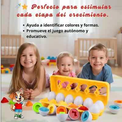 Huevera Didáctica Montessori | Juego de Encastre Formas y Colores para Bebé