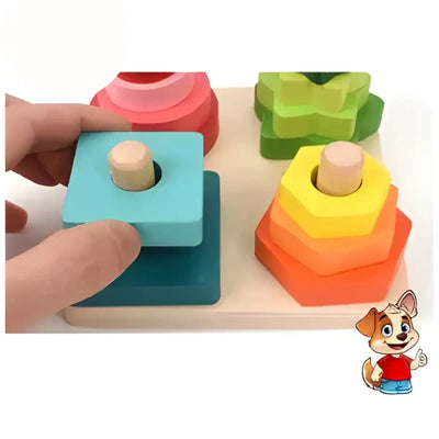 Encastre de Madera Didáctico Arcoiris x4 Figuras