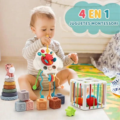 Pack 4 en 1 Juguetes Montessori | Kit Didáctico Infantil de Coordinación y Aprendizaje