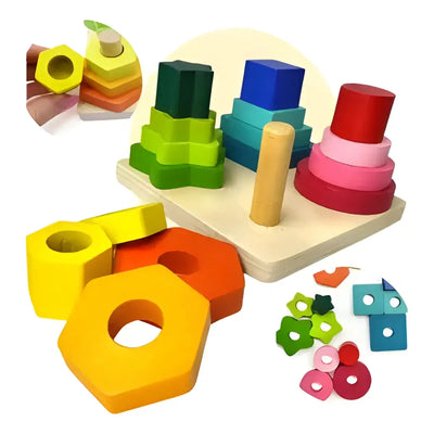 Encastre de Madera Didáctico Arcoiris x4 Figuras