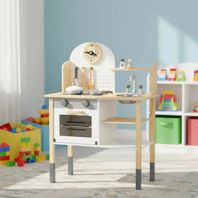 Cocina Infantil de Madera Blanca con Accesorios