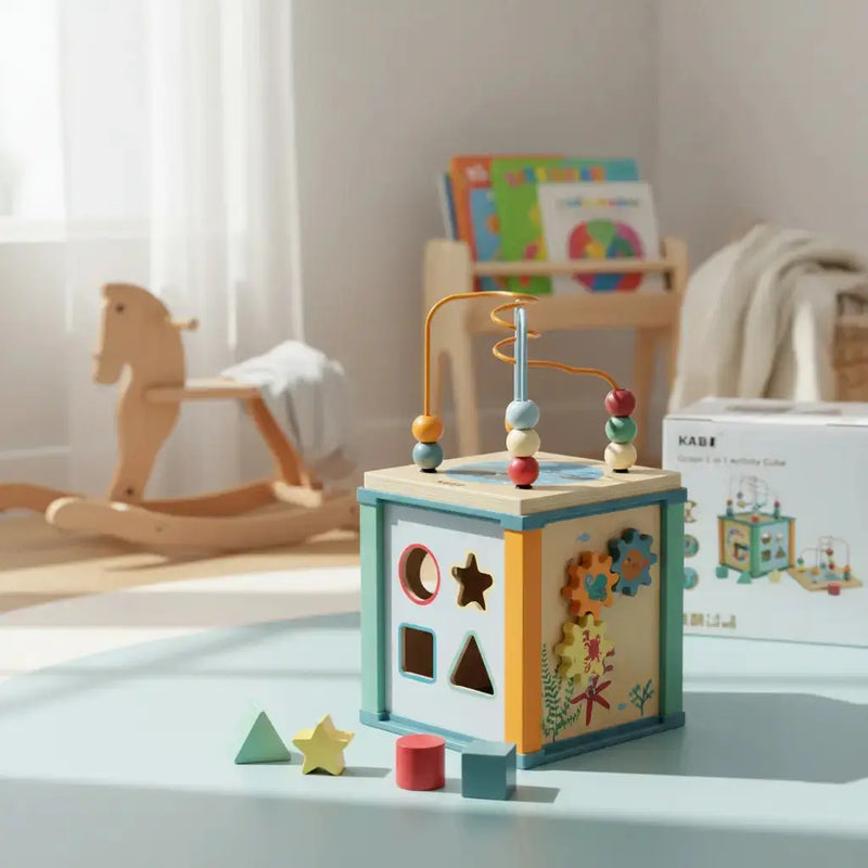 Cubo de Madera Actividades 5 en 1 para Bebés