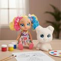 Muñeca Coloreable + Perrito + Pinturas Temperas - imagen 5